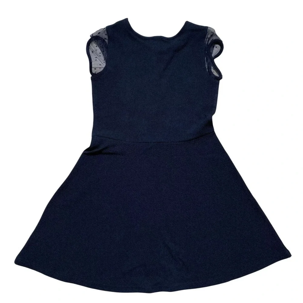 Girls Mesh Dot Stretch Jacquard Dress‎ Black Large 10/12 The Childrens Place $35